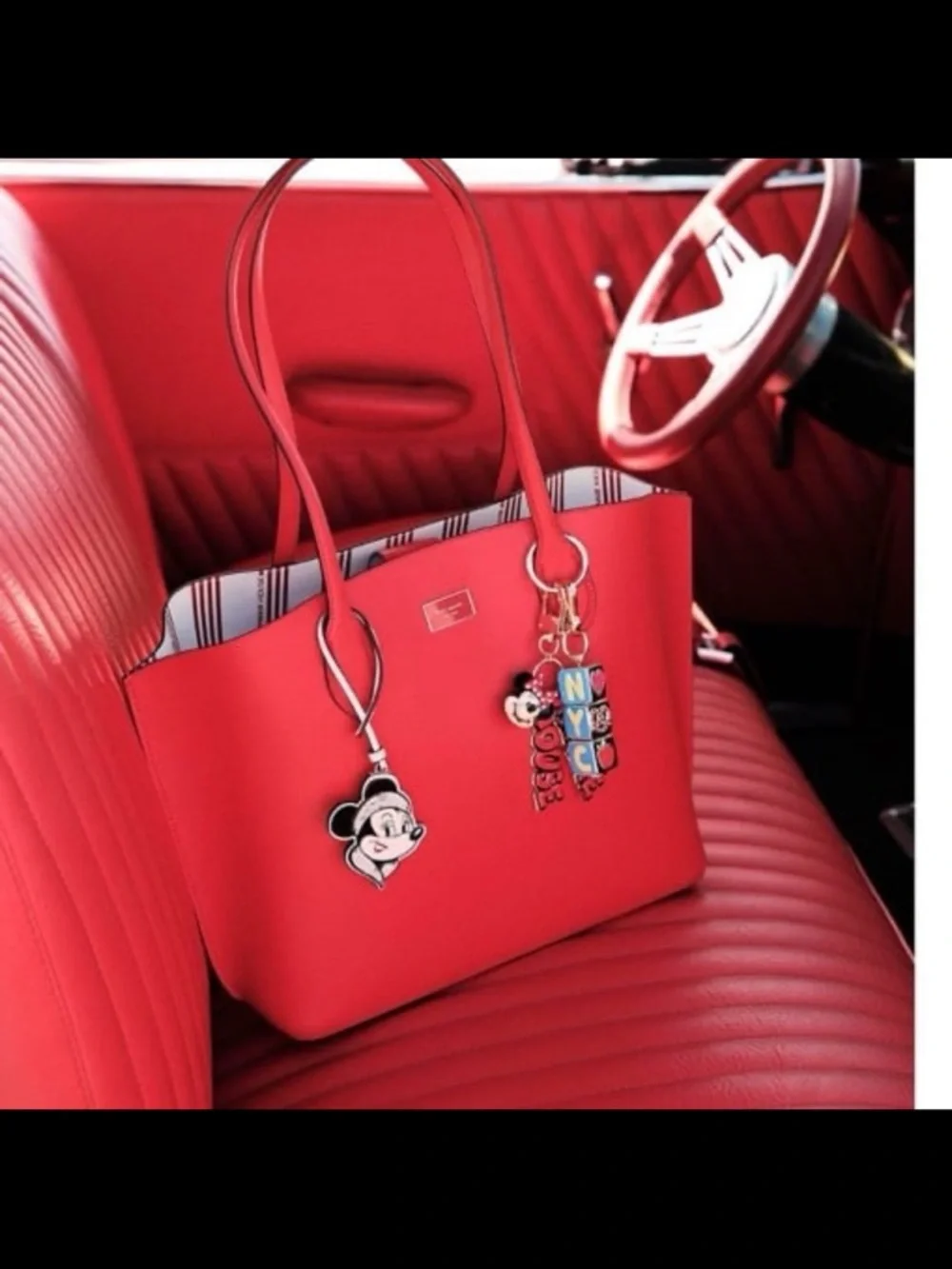 NWT Kate spade NY collection Disney top handle leather tote red large bag